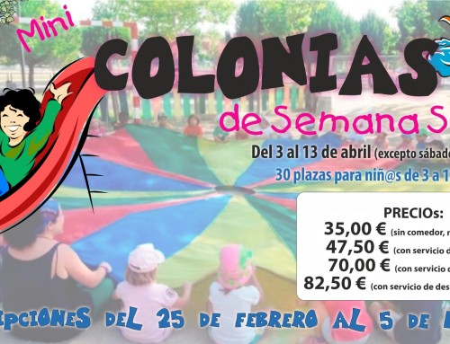 Infancia abre el plazo de inscripción para las mini-colonias de Semana Santa.