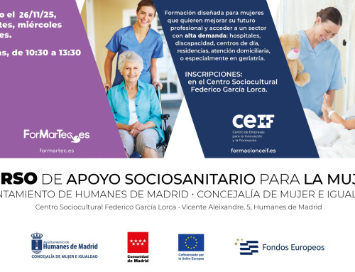 Humanes de Madrid impulsa un nuevo curso de Atención Sociosanitaria para reforzar la formación en el ámbito social.